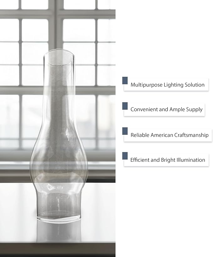 Light of Mine: 1.625" X 6.5" Oil Lamp Replacement Chimney - Clear Smooth Top Borosilicate Chimney (1 5/8" x 6 1/2")