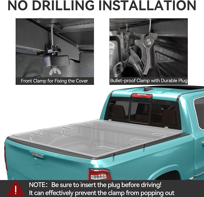 AUTOSAVER88 FRP Hard Tri-fold Truck Bed Tonneau Cover Compatible with Dodge Ram 1500 2002-2026 (Classic & New), Fit for Dodge Ram 2500 3500 2003-2026 6.4ft Bed Without Rambox