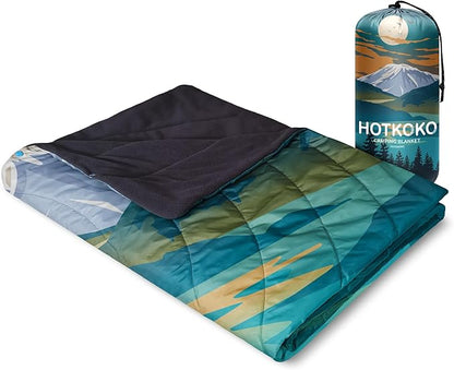 Waterproof Stadium Blanket, Fleece Camping Blanket Wearable Soft Warm Camp Blanket for Outdoor Camping, Picnic, Stadium, Sports, Beach, Car