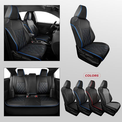 FREESOO for Toyota Corolla Seat Covers LE 2023 2024 2025 2026, Custom Fit Car Seat Covers Full Set, Waterproof Car Seat Cover Protector, Luxury Leather Seat Covers for Cars, Black Blue Full Set