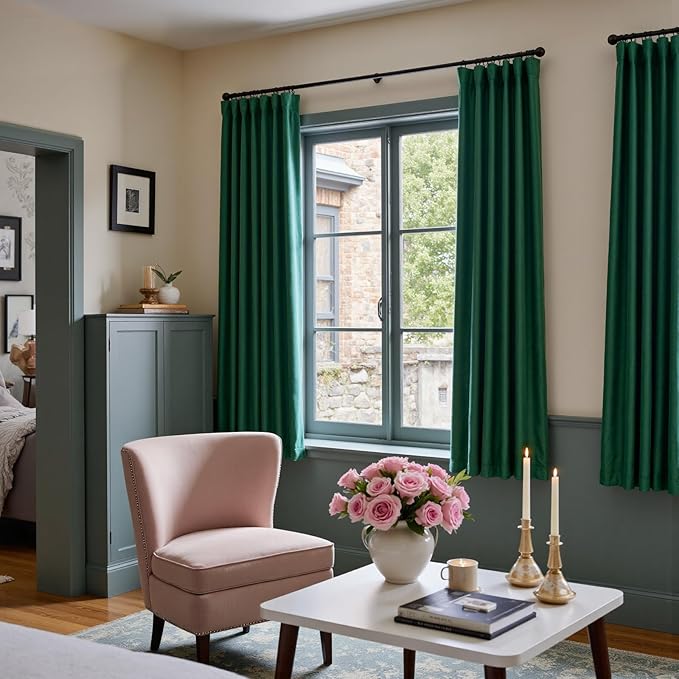 Lazzzy Velvet Blackout Curtains Thermal Insulated Room Window Drapes Super Soft