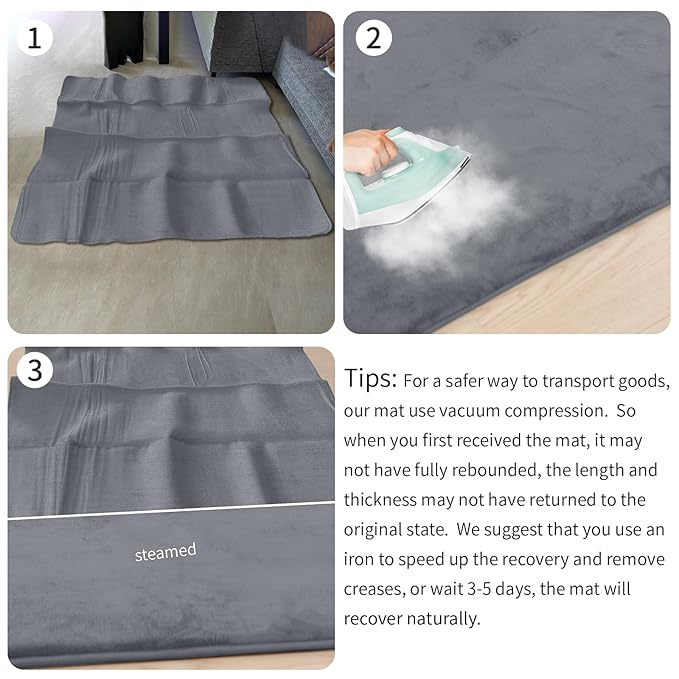 Baby Play Mat for Floor,1.3" Thick Elasti-Foam 50"×50" Playpen Mat for Tummy Time,Water Repellent Soft Coral Velvet for Toddler,Infant,Kids,Non-Slip Backing Safe for Crawling(Dark Grey)