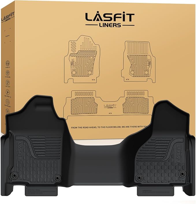 LASFIT Floor Mats for Dodge Ram 1500 2013-2018 & 1500 Classic 2019-2024 Quad Cab Bench Seat(Not for Bucket Seat & Vinyl Flooring), All Weather TPE Custom Fit Car Mats Floor Liners 1st Row Only, Black