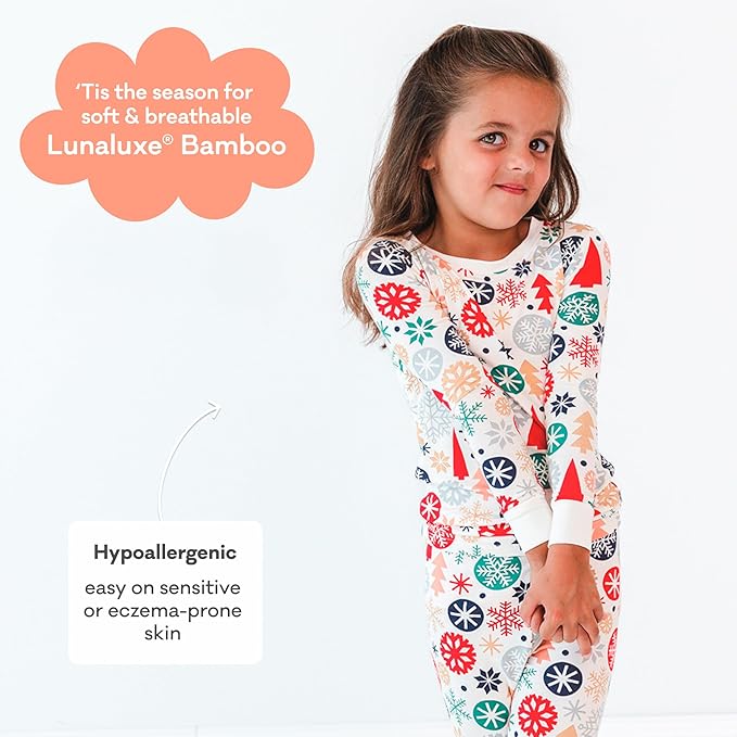 Little Sleepies Two-Piece Pajama Set for Boys & Girls, Soft Viscose from Bamboo Toddler Pajamas for Kids, Family Matching PJs