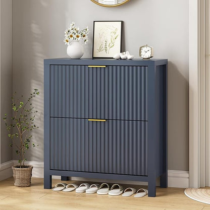 Shoe Cabinet Storage for Entryway, Fluted Shoe Cabinet