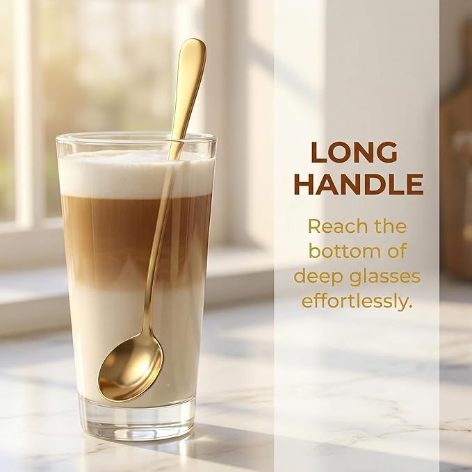 Espresso Spoons Long Handle, Round Tip Demitasse Spoon
