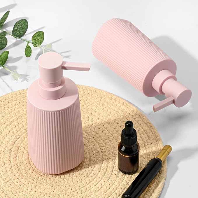 Pink 2 Pack Hand Soap Dispensers Set