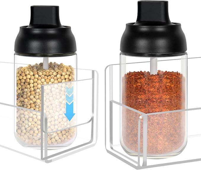 Acrylic Spice Rack Wall Mount-12 Inch, 4 Pack Hanging Seasoning Rack Organizer