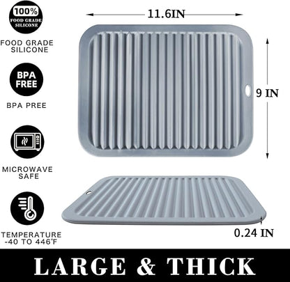 4 PCS Silicone Trivet for Hot Dishes, Hot Pads Trivets Mat for Hot Pots and Pans, Heat Resistant Silicone Hot-Mats, Pot Holders Jar Opener Tables-Mats for Countertop Drying Mat (Grey)