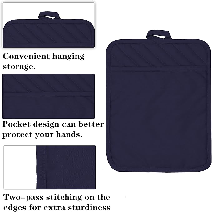 Oven Pot Holder with Pocket Cotton Heat Resistant Coaster Potholder Kitchen Hot