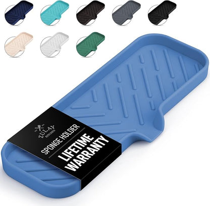 Zulay Kitchen Large Silicone Sponge Holder – Flexible Sink Organizer Tray