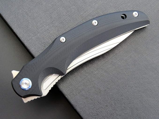 Eafengrow EF951 Folding Knife,D2 Blade and G10 Handle with Liner Lock Ball Bearing Pocket Knife EDC Tool for Outdoor Camping Survival(Black)