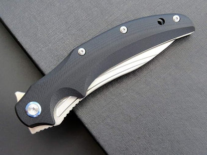 Eafengrow EF951 Folding Knife,D2 Blade and G10 Handle with Liner Lock Ball Bearing Pocket Knife EDC Tool for Outdoor Camping Survival(Black)