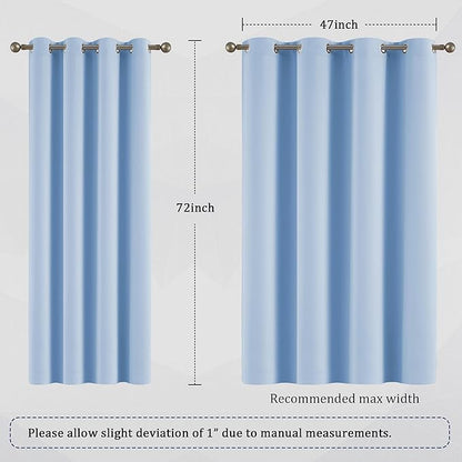 DUALIFE Cerulean Blue Blackout Curtain Panels Grommet Curtains