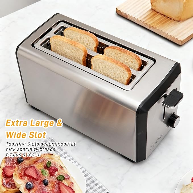 4 Slice Long Slot Stainless Steel Toaster