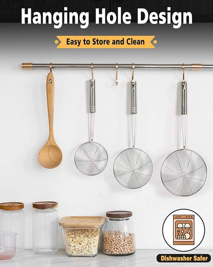 Enhanced Version Stainless Steel Spider Strainer Skimmer Ladle, Pasta Strainer