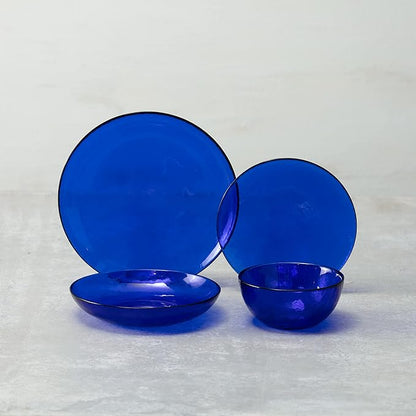 Fortessa Los Cabos 4-Piece Glass Dinner Plate Set – 10.5", Cobalt Blue