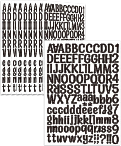 Uniclife 10 Sheets Letter Stickers, 1260 Pcs Scrapbook Stickers, 1 Inch Vinyl Number Alphabet Sticker, Self-Adhesive Stick on Letters for Mailbox Bottles Crafts Posters Decor, Black