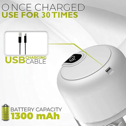 White 3 CUP Electric mini garlic crusher, USB rechargeable portable electric food crusher, wireless small kitchen processor for crushing garlic, ginger, chili, minced meat, onions, etc.(350+250+100ml)