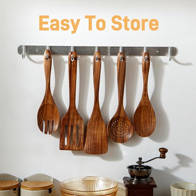 5 Piece Teak Wood Cooking Utensils Set