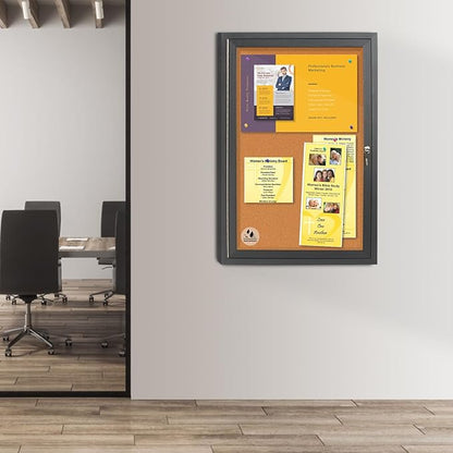 Enclosed Bulletin Board, Outdoor Weatherproof Cork Noticeboard