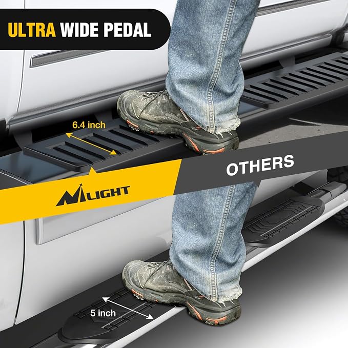 Nilight Running Boards for 2007-2018 Chevy Silverado/GMC Sierra 1500 Double Extended Cab 2007-2019 Chevy Silverado/GMC Sierra 2500HD 3500HD 6 Inch Aluminum Side Step Nerf Bars