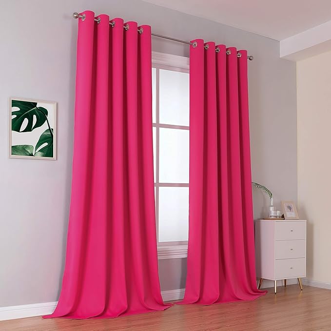 DUALIFE Raspberry Sorbet Blackout Curtain Panels