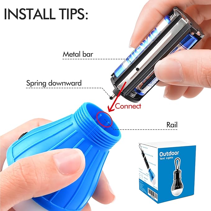 Tent Lamp Portable LED Tent Lights Blue 4 Packs Hook Hurricane Emergency Lights LED Camping Lights Bulb Camping Tent Lanterns Camping Equipment for Camping Hiking Backpacking Fishing Outage