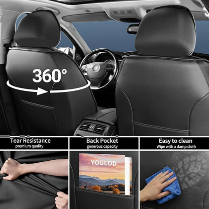 Tahoe Car Seat Covers Fit for Chevrolet/Chevy Tahoe 2011-2026, Full Coverage Leather Waterproof Breathable Seat Covers, Automotive Seat Protectors, Airbag Compatible, (2 Front Seats, Red Black)