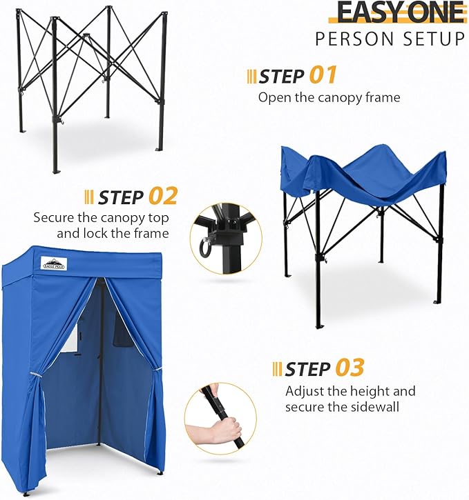 EAGLE PEAK Flex Compact 4x4 Pop-up Canopy Changing Room, Portable Privacy Dressing Room for Indoor Fashion Photoshoots, Camping, or Pool, Blue