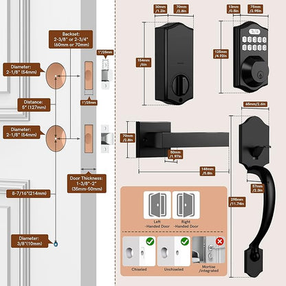 APP Fingerprint Door Lock Set, Keyless Entry Door Lock, Front Handle Set
