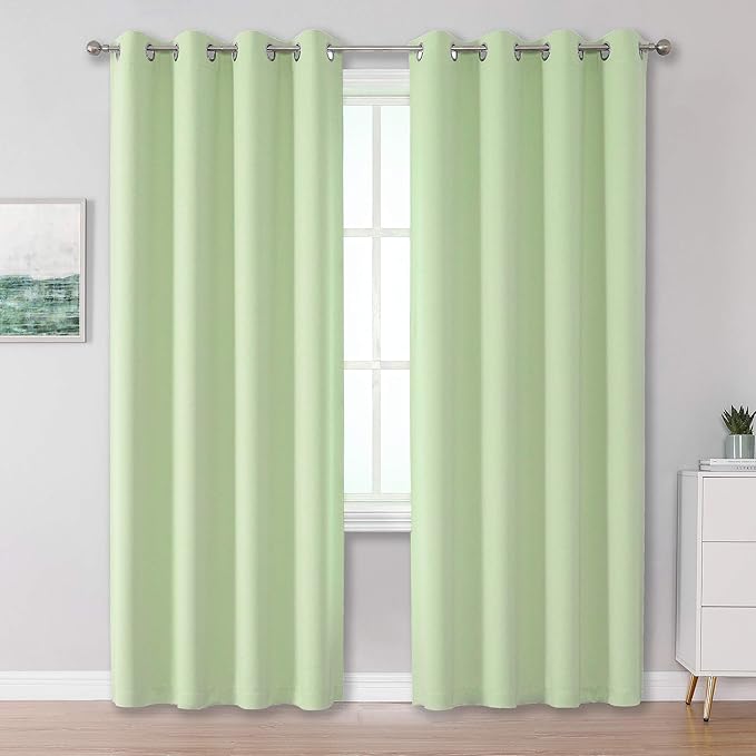 DUALIFE Light Green Blackout Curtain Panels/Drapes