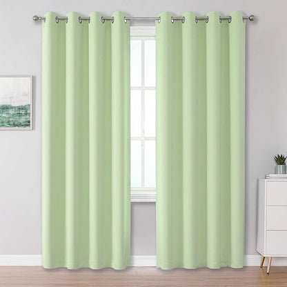 DUALIFE Light Green Blackout Curtain Panels/Drapes