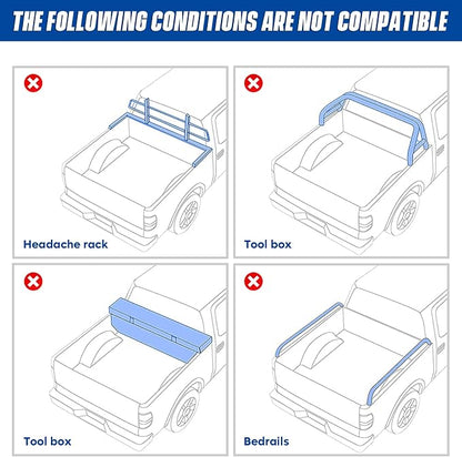 Soft Roll-up Truck Bed Tonneau Cover for Dodge Ram 1500 2002-2018, 1500 Classic 2019-2023, Ram 2500 2003-2023, Ram 3500 2003-2023, Fleetside 8 ft 96.3 98.3 in Bed