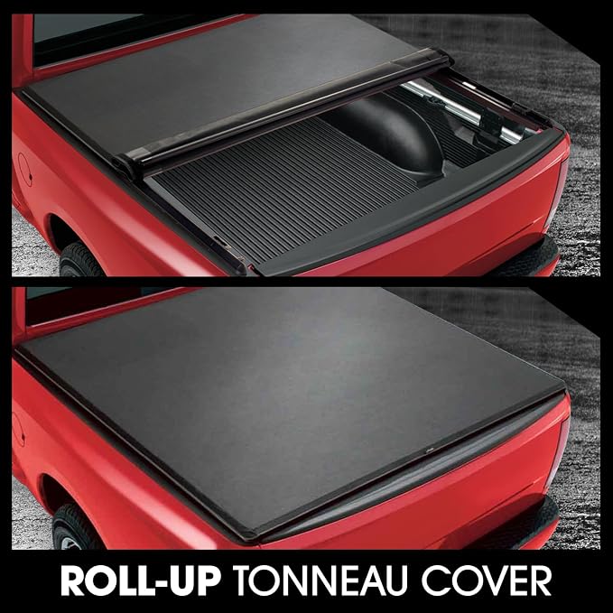 DNA Motoring TTC-RU-028 Pickup Truck Bed Soft Roll-Up Tonneau Cover Compatible with 09-18 Dodge Ram 1500 6.5Ft Fleetside Short Beds, Without Bed Rail Storage & RamBox