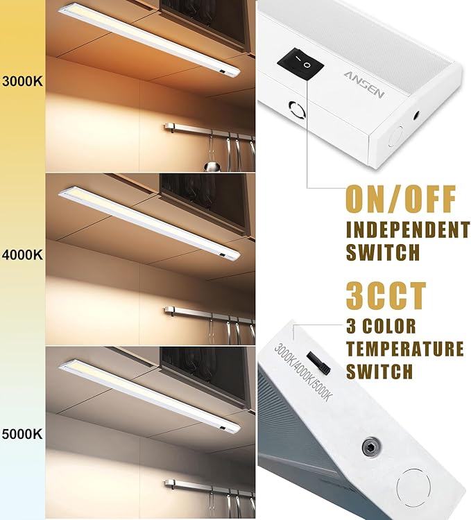 Ansen Hardwired Under Cabinet Lighting, 48in 26W LED Light