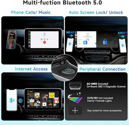 Magic AI Box, Wireless CarPlay Adapter with 4G LTE | GPS | Full Android OS | OBD II, Wireless CarPlay Box Enjoy Video & Music Apps, Navigation, AI Voice, Plug & Play for Factory Wired CarPlay
