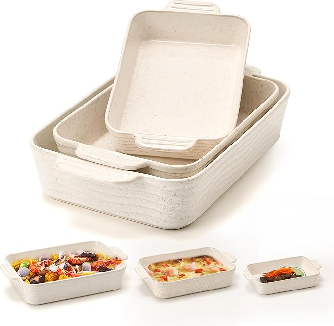 Ceramic Baking Dish Set of 3, Casserole Dishes