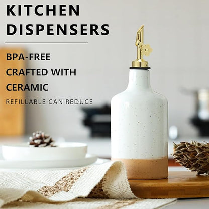 HOMCDALY Ceramic Olive Oil Dispenser Bottle, 16oz Oil Dispenser Bottle