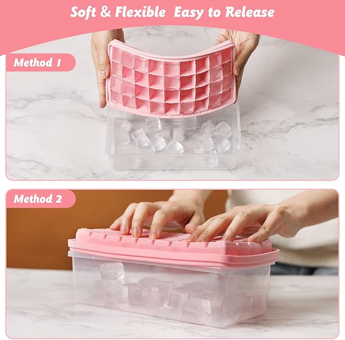 Silicone Ice Cube Tray with Leak-Proof Lid & Storage Bin