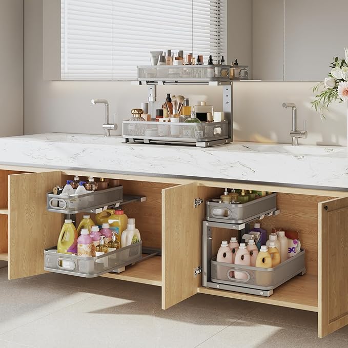2 Pack 15.7IN-Depth Under Sink Organizer