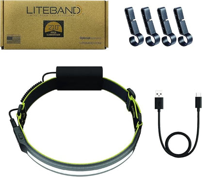 LED Headlamp, Liteband PRO 1000 Lumens Super Bright Head Lamp, Rechargeable Battery Powered Tactical Headlamps, Camping, Running, Hard Hat Light, Best Rated Hands Free Forehead Flashlight, Carbon