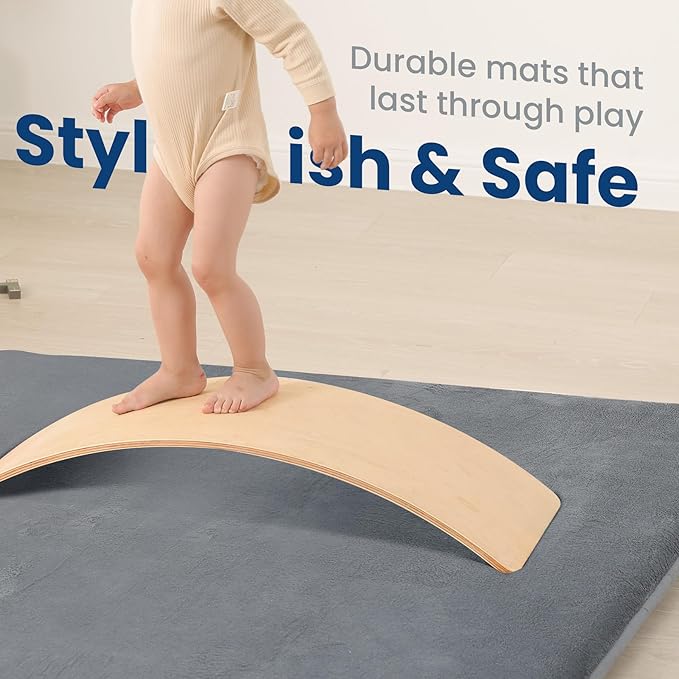 Baby Play Mat for Floor,1.3" Thick Elasti-Foam 50"×74" Playpen Mat for Tummy Time,Water Repellent Soft Coral Velvet for Toddler,Infant,Kids,Non-Slip Backing Safe for Crawling(Dark Grey)