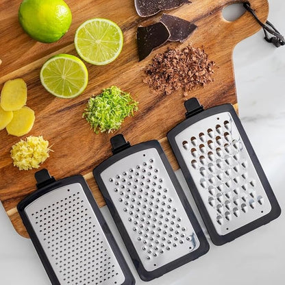 GINSU Plastic 3-in-1 Ergonomic Grater – 5x4x8in Multifunctional Cheese