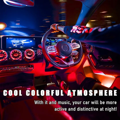 Wevdn Car Interior LED Strip Light, 12V 24 LED Neon Ambient Night Light with Cigarette Lighter Plug, Automotive Atmosphere Decorative Under Dash Lighting Kit, Car Accessories (Red)
