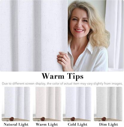H.VERSAILTEX White Linen Blackout Curtains Durable Thick Textured Linen Look