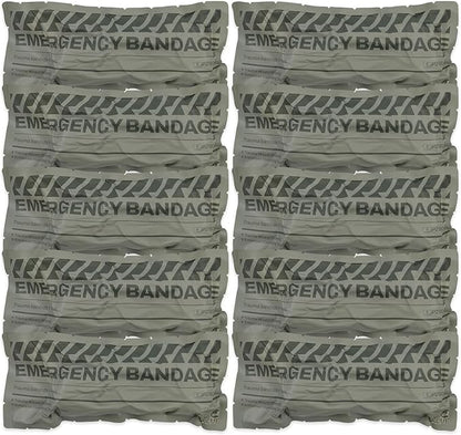 RHINO RESCUE 6" Emergency Compression Bandage Strile Trauma Wound Dressing Israeli First Aid Kit IFAK, 10 Count