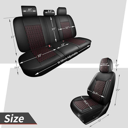 Front Automotive Seat Covers Set of 2,Universal Precision Fit Contoured Thick Nappa Leather Automotive Seat Covers & Accessories Waterproof Car Seat Covers SUV Truck,Style1 Black Red Line