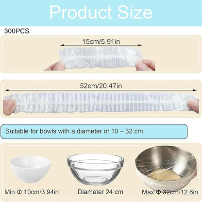 300pcs Plastic Bowl Covers Food Cover, Food Fresh Keeping Bags Elastic Reusable