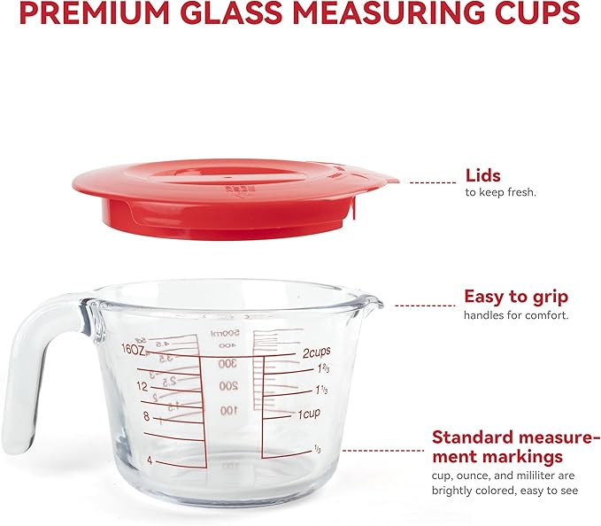 6 Pcs Glass Measuring Cups Set